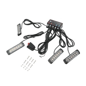 Set 4 lampi LED stroboscopice 24W, 12-24V galben, unitate control cu 4 module 110x28x12mm - Img 1