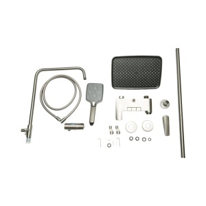 Set dus Premium multifunctional de perete din cupru, 3 functii curgere apa, dus dreptunghiular tip ploaie, para de dus, gri grafit satinat - Img 2