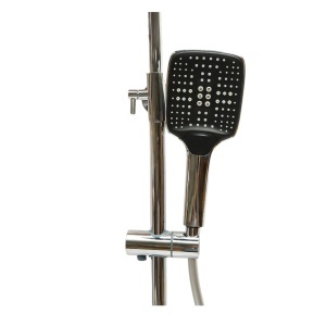 Set dus Premium multifunctional de perete din cupru, 3 functii curgere apa, dus dreptunghiular tip ploaie, para de dus, crom lucios - Img 7