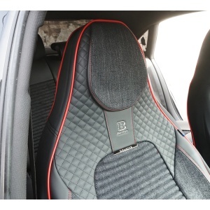 Set huse scaune auto Premium negru-rosu universale, design sport ergonomic, piele ecologica cu insertii textile 11 piese - Img 4