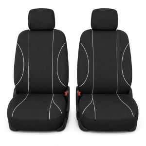 Set huse scaune auto universale negru-alb, material textil 8 piese - Img 2