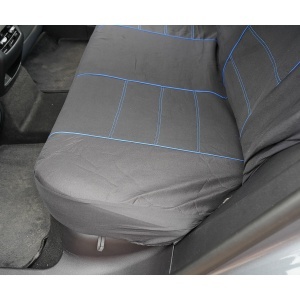 Set huse scaune auto universale negru-albastru, material textil 8 piese - Img 8