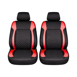Set huse scaune auto universale negru-rosu Diamond, piele ecologica matlasata 9 piese - Img 2