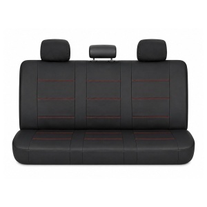 Set huse scaune auto universale negru-rosu, material piele ecologica si textil 8 piese - Img 3
