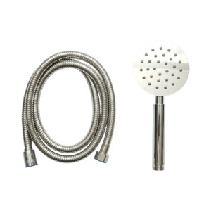Set para dus cu furtun zincat 1.5m, 1 functie tip ploaie, duze silicon, crom lucios, otel inoxidabil 100x225mm - Img 2