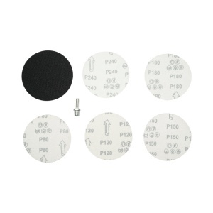 Set suport disc slefuire 125mm Velcro, 5 discuri abrazive P80-P240, adaptor M14 pentru polizor unghiular si bormasina Breckner Germany - Img 6