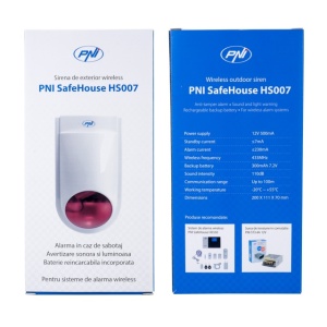 Sirena de exterior wireless PNI SafeHouse HS007, 110dB cu acumulator pentru sistemul de alarma wireless PNI SafeHouse PNI HS600 si HS650 - Img 5