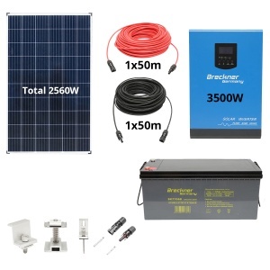 Sistem solar fotovoltaic cu invertor 3.5KW 220V ON-Grid Hibrid 100A MPPT Breckner Germay - Img 1