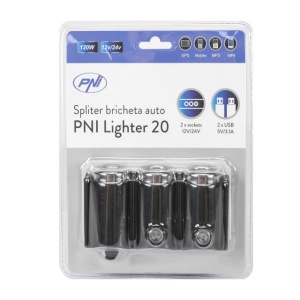 Spliter bricheta auto PNI Lighter 20 12V/24V 2 iesiri, 2 x USB, indicator LED