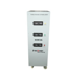 Stabilizator automat de tensiune 60KVA trifazat cu servomotor, bypass, afisaj LCD Breckner Germany