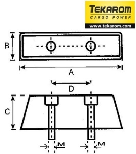 Tampon 50x25x30x15mm cu 2 gauri - Img 2