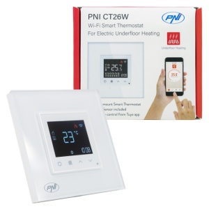 Termostat inteligent PNI CT26W WiFi incalzire in pardoseala electrica sau grup pompare, senzor pardoseala inclus, montaj incastrat, control din aplicatia Tuya Smart, programare zilnica, mod manual/aut - Img 7