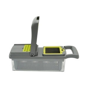 Tocator de legume multifunctional 12 in 1 manual, 8 lame inox interschimbabile, taietor legume, feliator, razatoare, decojitor, separator oua, recipient colectare - Img 10