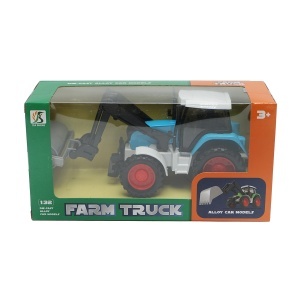 Tractor albastru cu cilindru compactor, 175x65x80mm jucarie copii +3 ani