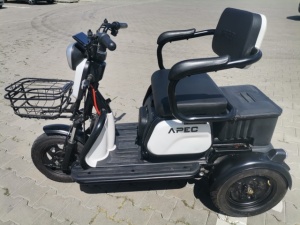 Triciclu Electric, Fara Permis, Motor 1000W, 2-3 locuri, APM2 Alb, Autonomie 36km, Omologat RAR - Img 5