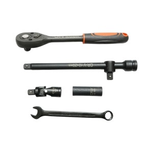 Trusa chei tubulare 8-32mm si chei combinate fixe-inelare 6-19mm, antrenor cu clichet, prelungitor T 250mm, cardan 1/2 inch Cr-V 37 piese Breckner Germany - Img 5