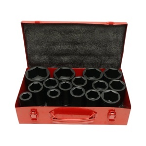 Trusa chei tubulare de impact lungi 22-60mm, patrat 1 inch Cr-Mo 15 piese Breckner Germany