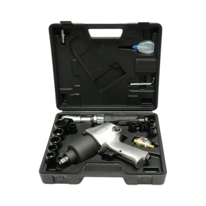 Trusa scule pneumatice cu pistol de impact Twin Hammer 1/2 inch, clichet 3/8 inch, 10 tubulare 9-27mm si accesorii 16 piese Breckner Germany - Img 2