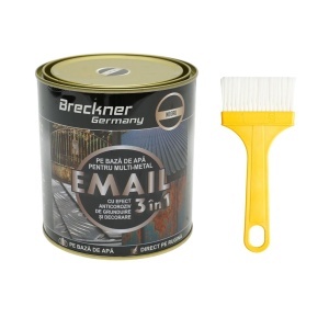Vopsea email anticoroziva 3 in 1 negru pentru metal 750g, direct pe rugina, pe baza de apa Breckner Germany