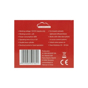 Yala electromagnetica SilverCloud YE910, 12V, din inox, cu butuc dublu si buton, Fail Secure NO, compatibila cu sisteme de control acces - Img 7
