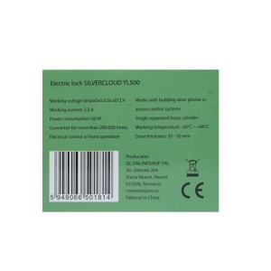 Yala electromagnetica SilverCloud YL500 cu butuc, deschidere pe partea stanga, Fail Secure NO - Img 2