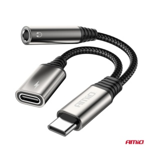 Adaptor USB-C la USB-C + Mini mufa 3,5 mm Adaptor mama 10 cm