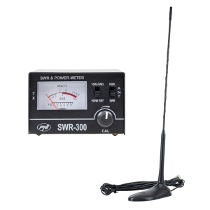 Antena CB PNI PNI Extra 45, 45 cm, fibra de sticla si reflectometru PNI SWR-300 pentru masurare SWR, negru