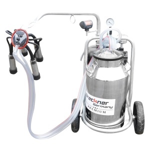 Aparat de muls vaci cu grup colector 160cc, sasiu galvanizat, bidon inox 30L, 1 post Breckner Germany - Img 3