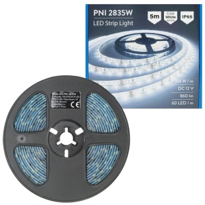 Banda LED PNI 2835W, 300 LED-uri, alb rece 6000K, 860lm, dimabil, buton touch, alimentator 230V, silicon, 5 metri, IP65 - Img 3