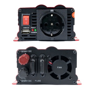 Bax cu 20 bucati invertor de tensiune PNI L650W alimentare duala 12V/24V, iesire 230V, 500W, sinus modificat, mufa USB 5V 500mAh, cu clesti alimentare si mufa de bricheta inclusa - Img 3