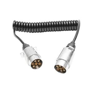 Cablu spiral electric flexibil 2.5M, 7 pini pentru remorca cu 2 fise tata metalice Breckner Germany