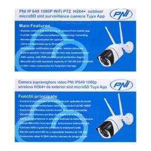 Camera supraveghere video PNI IP649 cu IP, 2MP 1080P, WiFi, slot card micro SD, compatibila cu aplicatia Tuya Smart - Img 7