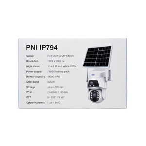 Camera supraveghere video PNI IP794 cu Wi-Fi, PTZ, dual lens 2MP + 2MP, panou solar 5.5W, acumulator bloc 8000mAh - Img 12