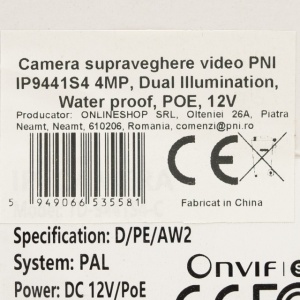Camera supraveghere video PNI IP9441S4, 4MP, P2P, WDR, Dual Illumination, slot microSD, 12V, POE, IP67