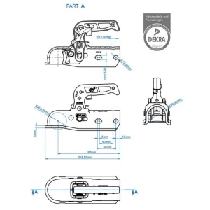 Cuplaj remorca 35-50mm 3000 kg ax rotund cu sistem de franare - Img 4