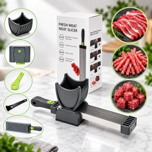 Feliator manual carne proaspata, 17 lame inox, grosime taiere 2/4mm pentru felii, fasii si cuburi Breckner Germany