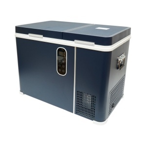 Frigider auto 45L cu compresor 12V-24V-220V, 45W, afisaj LCD, zona dubla de racire, albastru 616x386x451mm