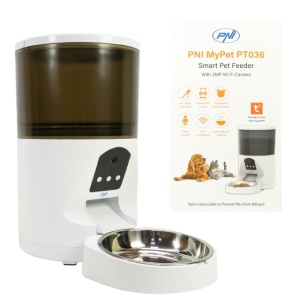 Hranitoare inteligenta pentru caini si pisici PNI MyPet PT036 cu camera 3MP incorporata, capacitate rezervor hrana 6 litri, control din Tuya Smart, functie inregistrare vocala, programare mese, vizibi - Img 4
