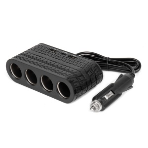 Incarcator auto cu priza tripla + USB (2x USB-A, 1x USB-C), 12/24V, 120W, cablu 80 cm