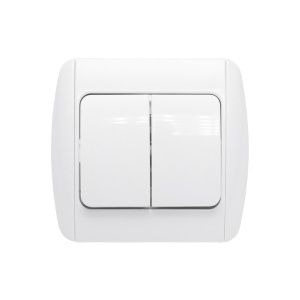 Intrerupator alb dublu ST MAKEL 220V - 250V, 10A incastrat, ceramica