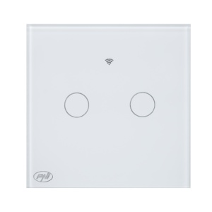 Intrerupator inteligent cu touch PNI SafeHome PT202L WiFi, 10A, control prin aplicatia Tuya Smart, compatibil cu Alexa si Google Assistant - Live Wire, fara nul