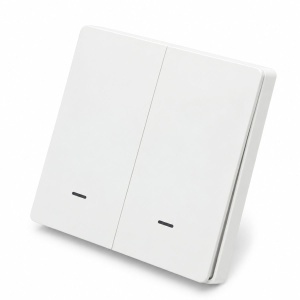 Intrerupator inteligent smart Wi-Fi dublu alb incastrat 100-240V, 10A, 2200W, aplicatie Tuya Smart Life, compatibil Alexa si Google Home 86x86x33mm