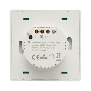 Intrerupator inteligent smart Wi-Fi dublu alb incastrat 100-240V, 10A, 2200W, aplicatie Tuya Smart Life, compatibil Alexa si Google Home 86x86x33mm - Img 5