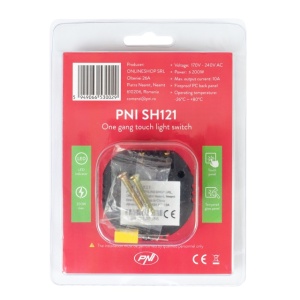 Intrerupator simplu cu touch PNI SH121, din sticla, negru, cu LED indicator, 10A 200W - Img 8
