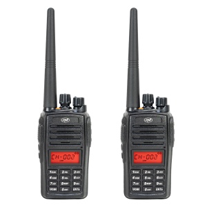 Kit 2 statii radio portabile PNI PMR R18, 446MHz, 0.5W, 128 canale, 16 PMR si tonuri 50 CTCSS si 104 DCS, Radio FM, programabila, Waterproof IP67