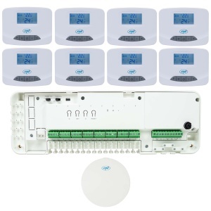 Kit automatizare Wi-Fi PNI CT28 Pro 8 pentru incalzire in pardoseala, aplicatie de mobil Tuya Smart, 8 unitati comanda si hub internet inclus