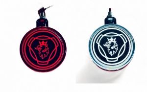 Lampa oglinda LOGO Scania alb-rosu