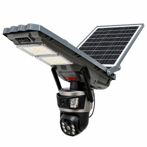 Lampa solara LED iluminat stradal 400W cu camera supraveghere duala 6MP Wi-Fi, panou solar 30W, baterie LiFePO4 20000mAh, PTZ 360, night vision, detectie PIR Ai, aplicatie V380 Pro - Img 2