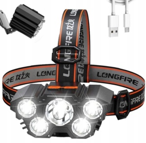 Lanterna frontala 5 LED reincarcabila USB