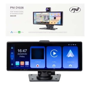 Monitor auto cu DVR PNI D1026 10.26 inch, wireless Carplay, navigatie, muzica, handsfree, bluetooth, FM transmitter - Img 4